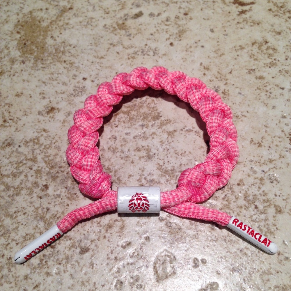 Rastaclat Bracelet Wristband Shoelace Pink White